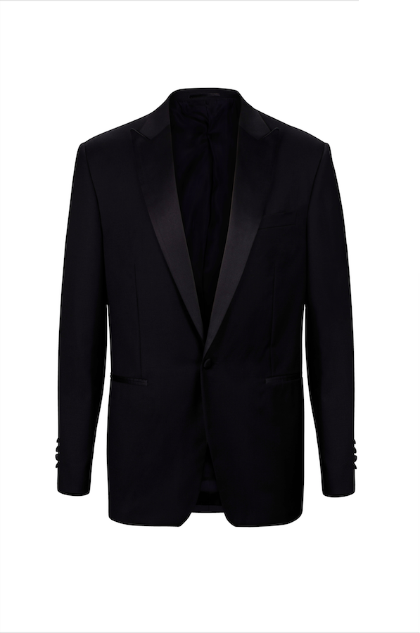 Peak Lapel Black Light-Weight-Wool Tuxedo Suit - Raffles Tailor Online